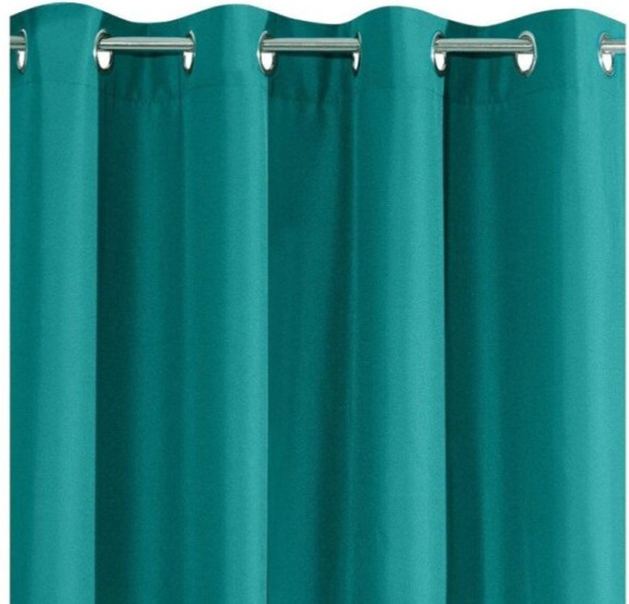 Dekorační dlouhý jednobarevný závěs s kroužky EASY TOP tyrkysová 1x140x250 cm (cena za 1 kus) MyBestHome