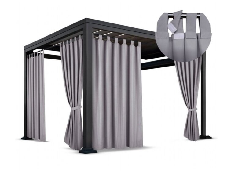 Venkovní zahradní závěs s poutky na suchý zip LISBOA šedá 05 různé rozměry Mybesthome