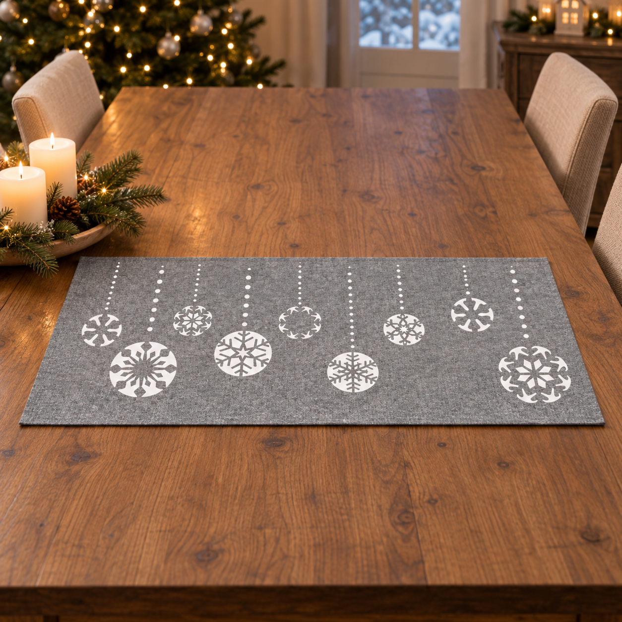 Vánoční běhoun na stůl CHRISTMAS I. šedá 30x100 cm