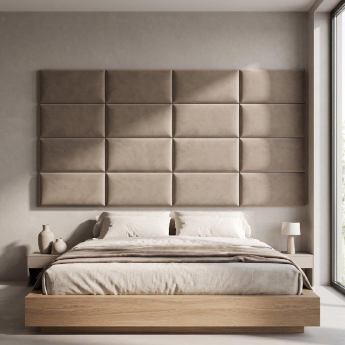 Čalouněný nástěnný panel různé rozměry x šířka 30 cm béžová obdélník MyBestHome