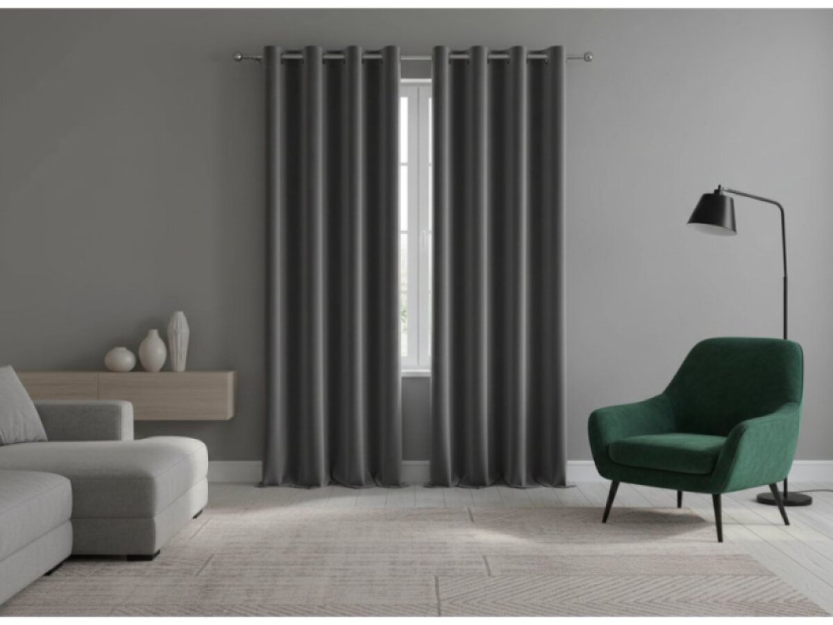 Dekorační velvet závěs s kroužky VALENTINO 006 antracitová 140x250 cm (cena za 1 kus) MyBestHome