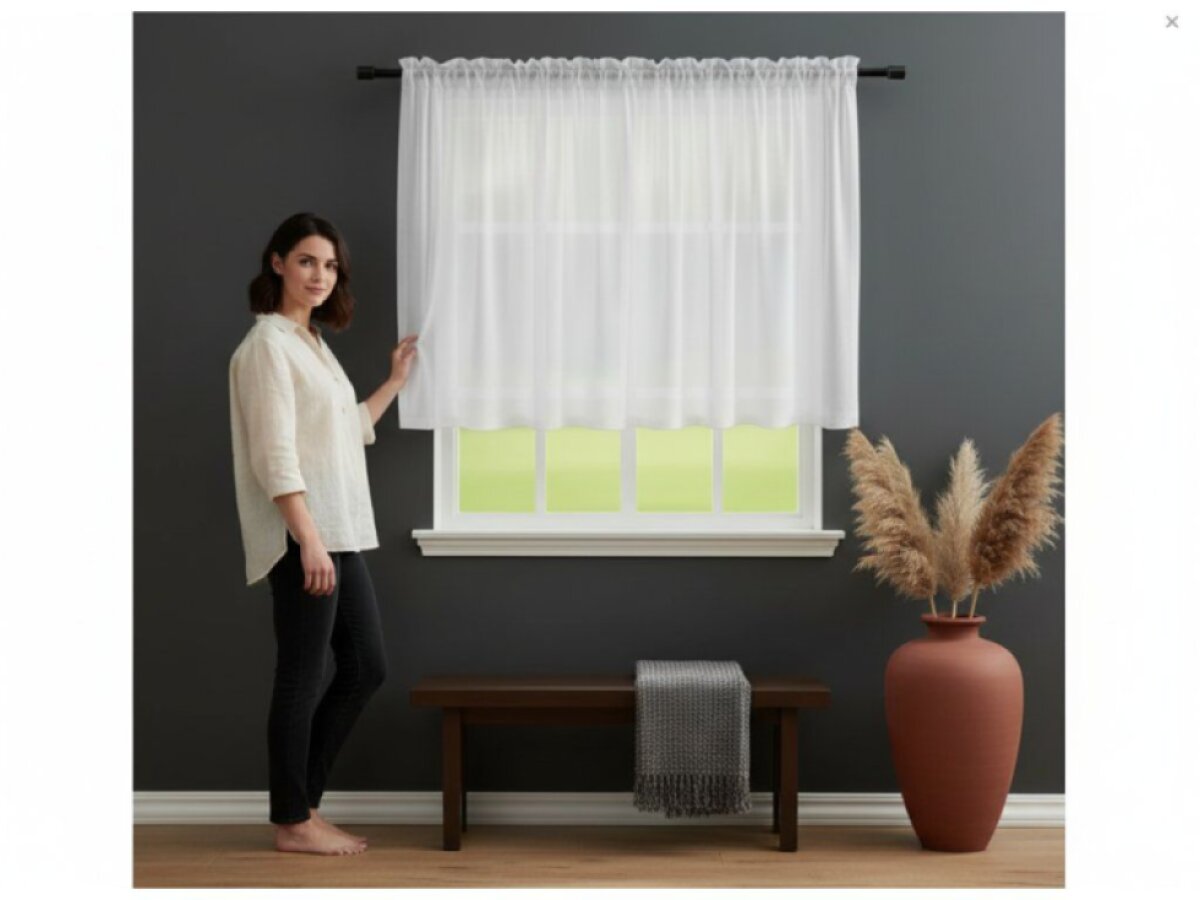 Dekorační krátká záclona s řasící páskou JULIA 130 bílá 400x130 cm MyBestHome