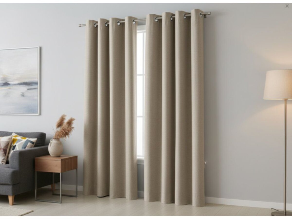 Dekorační zatemňující závěs SUPER BLACKOUT s kroužky světle béžová color 015 (cena za 1 kus) 140x250 cm 100% stínění Mybesthome