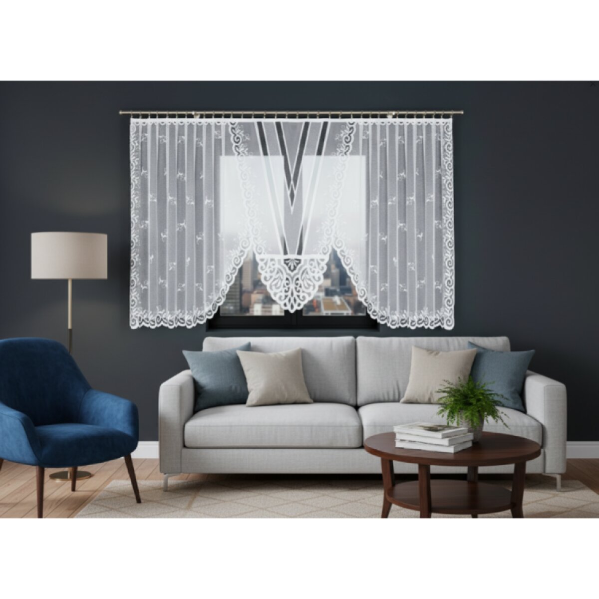 Dekorační oblouková krátká záclona na žabky ROZALIA 450x160 cm MyBestHome