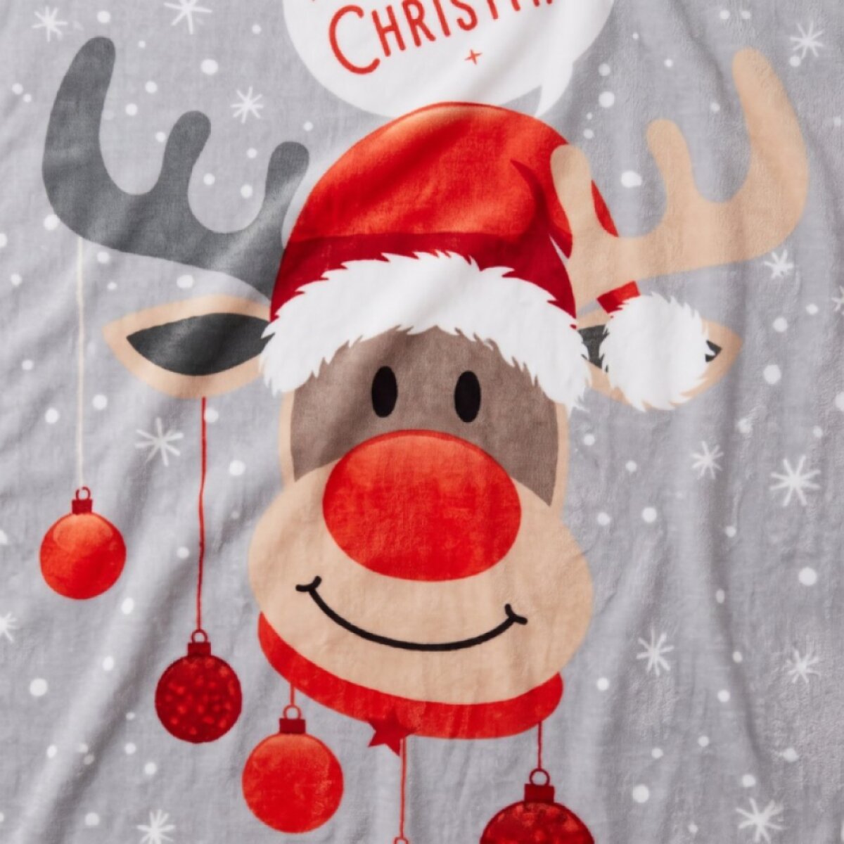 Vánoční deka mikrovláknová MERRY CHRISTMAS šedá 150x200 cm