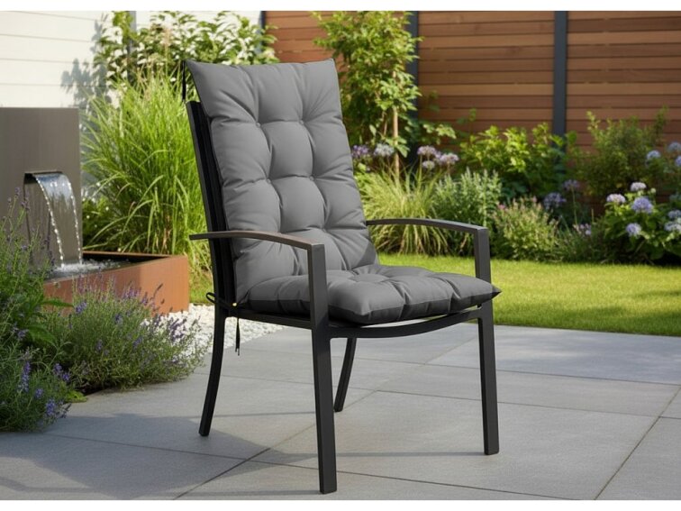 Zahradní prošívaný podsedák na židli s opěrkou 50x50x80 cm CALLUM color 23 šedá Mybesthome