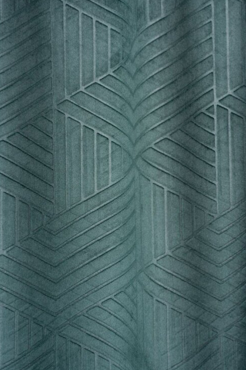Dekorační široký závěs BLOCKS zelená s řasící páskou 200x245 cm nebo 200x260 cm