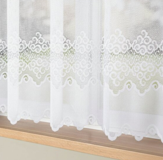 Dekorační krátká vzorovaná záclona na žabky MODESTA LINE 160 bílá 300x160 cm MyBestHome