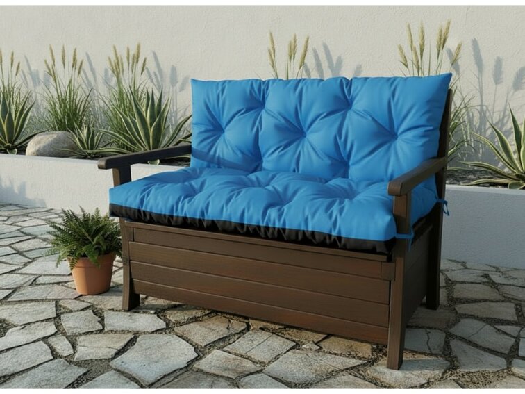 Prošívané sezení JONAS color 39 MODRÁ různé rozměry, polstr na zahradní lavici - sedák s opěrkou, Mybesthome