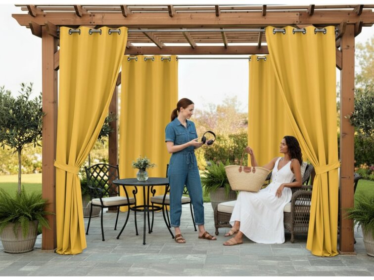 Venkovní zahradní závěs s kroužky MONTANA color 40 mustard/hořčicová, různé rozměry MyBestHome