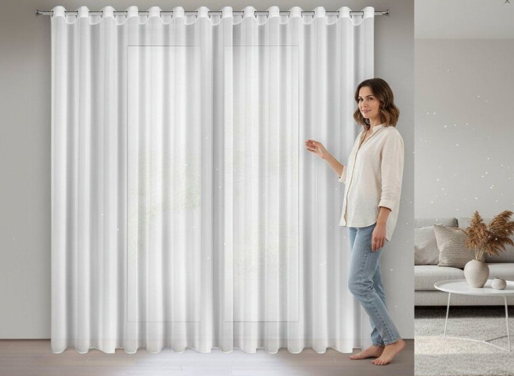 Dekorační dlouhá šifonová záclona s kroužky IZABEL 350x250 cm bílá MyBestHome