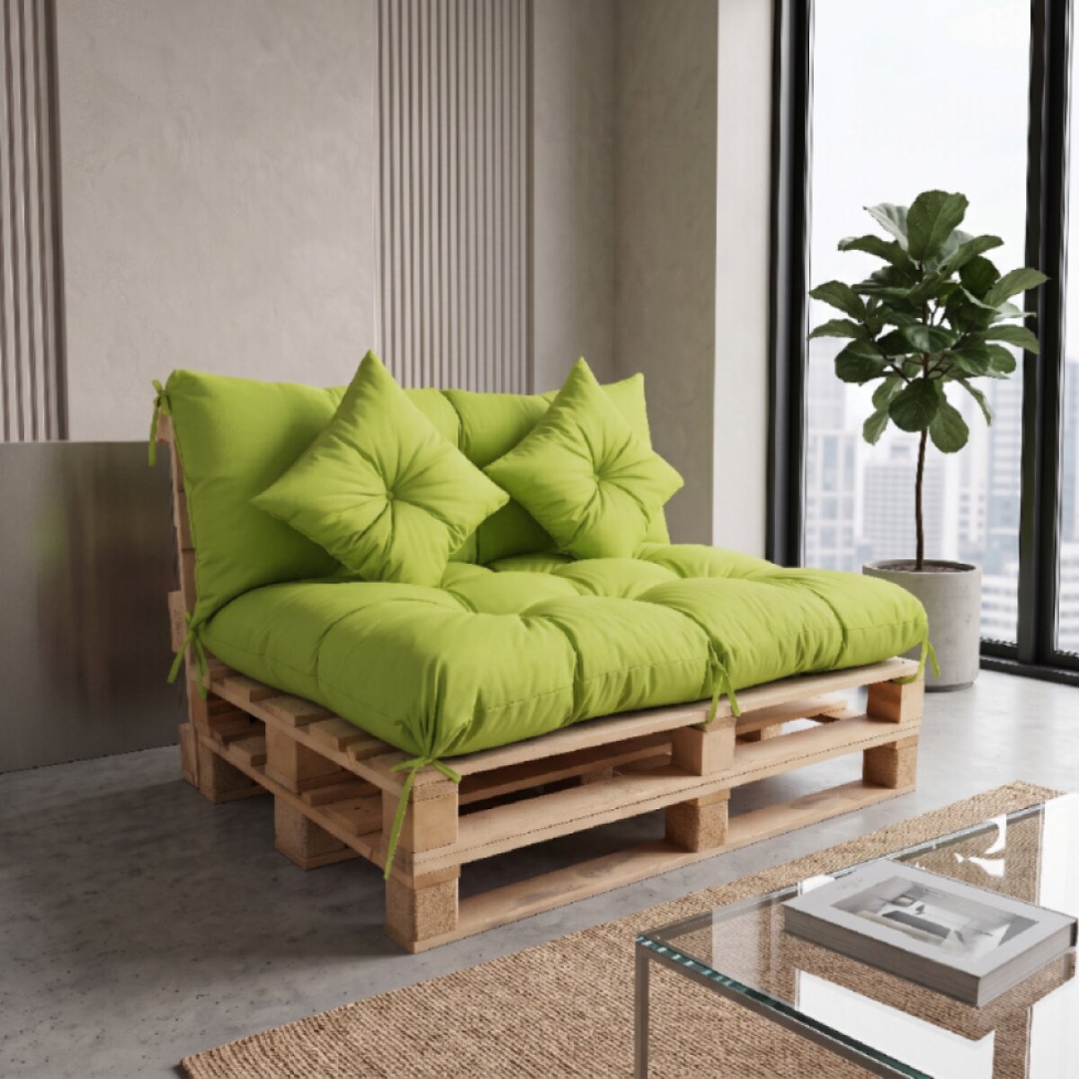 Interiérový polstr na palety LIVING 19 limonka – do obývacího pokoje MyBestHome
