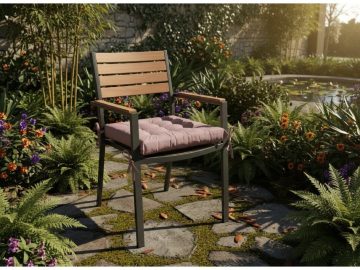 Zahradní prošívaný podsedák na židli GIARDINO pudrová růžová 40x40 cm Mybesthome