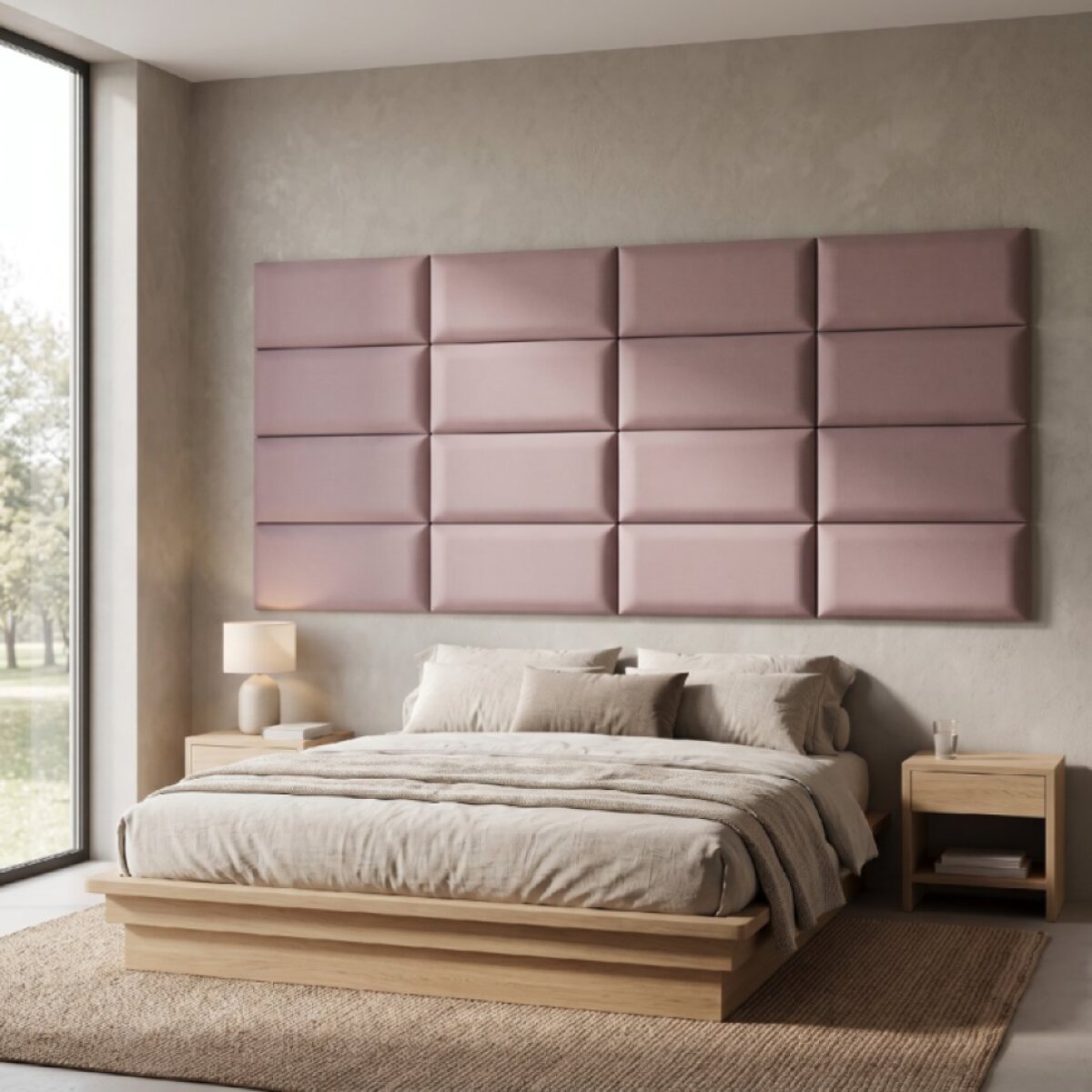 Čalouněný nástěnný panel různé rozměry x šířka 30 cm růžová obdélník MyBestHome