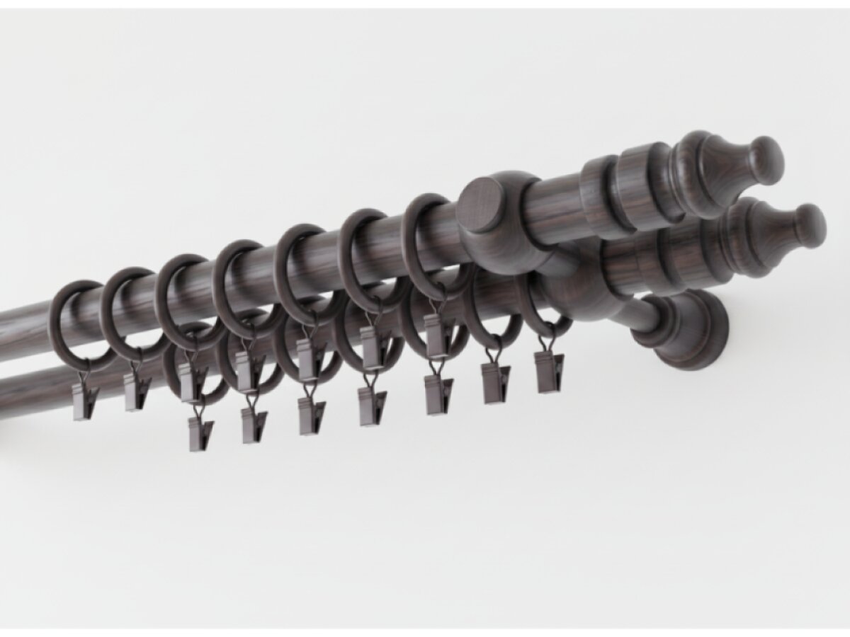 Dřevěná garnýž Ø 28 mm více rozměrů LINDA WALL FIX černá dvouřadá Mybesthome