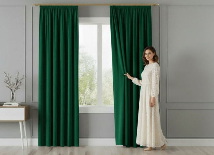 Dekorační závěs s řasící páskou VALMONT 140 cm x 250 nebo 260 cm color 010 zelená (cena za 1 kus) MyBestHome