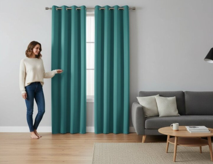 Zatemňovací závěs s kroužky "BLACKOUT" SIERRA 135x250 cm tyrkysová (cena za 1 kus) Mybesthome