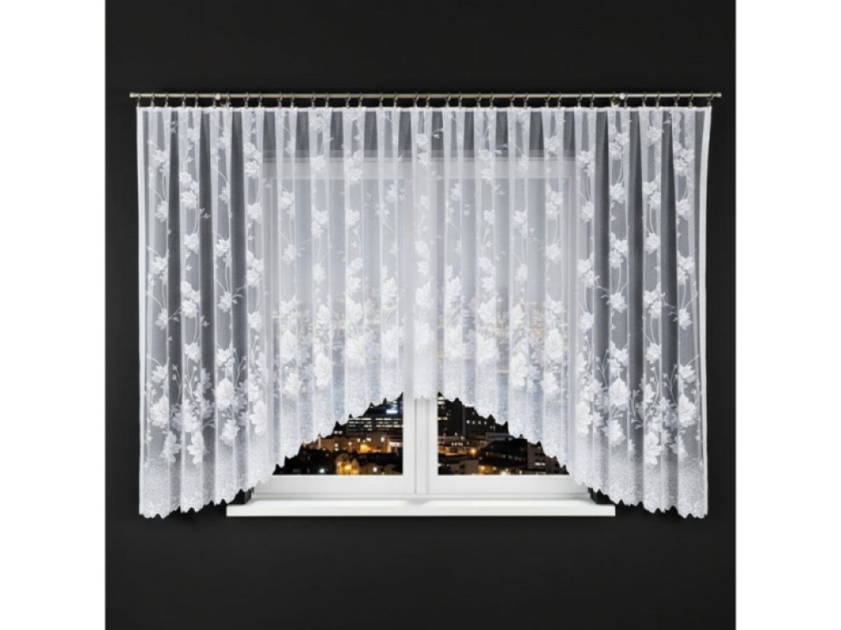 Dekorační krátká vzorovaná záclona na žabky BOZENA 160 bílá 500x160 cm MyBestHome