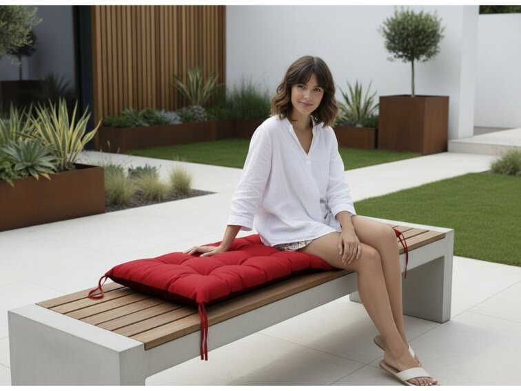 Prošívané sezení na lavici WILSON color 10 červená různé rozměry, polstr na zahradní lavici - sedák Mybesthome