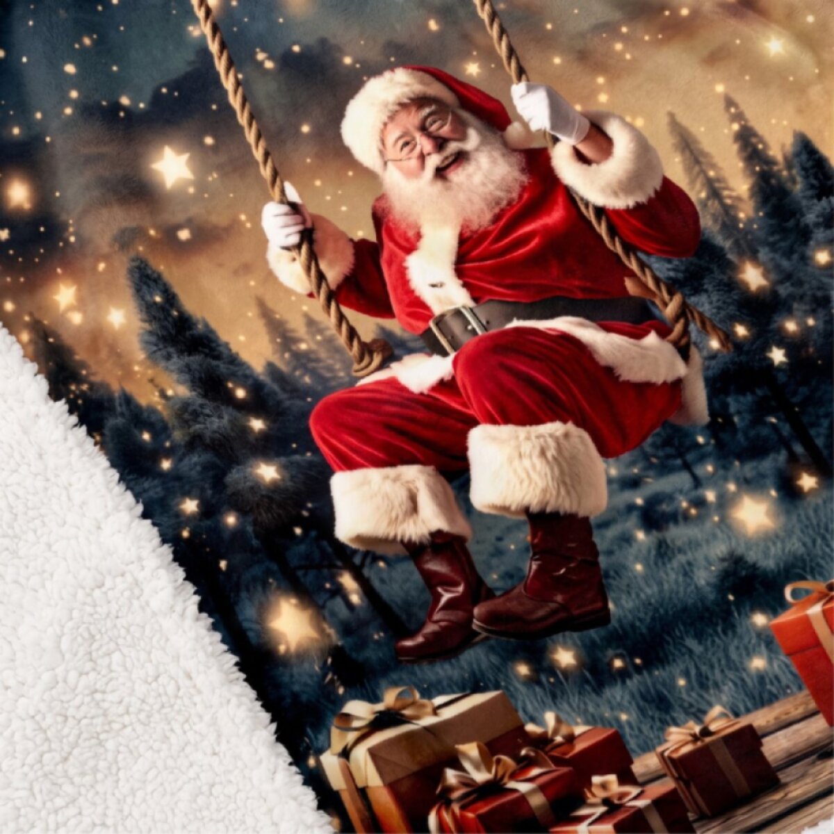 Vánoční deka s beránkem PLAID CHRISTMAS – motiv Santa 130x160 cm
