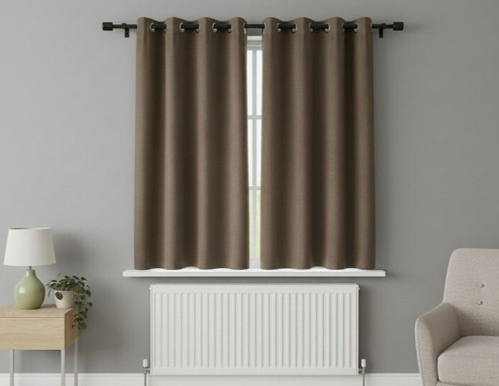 Zatemňovací krátký závěs s kroužky "BLACKOUT" NEW VITORIA 135x160 cm cappucino (cena za 1 kus) Mybesthome