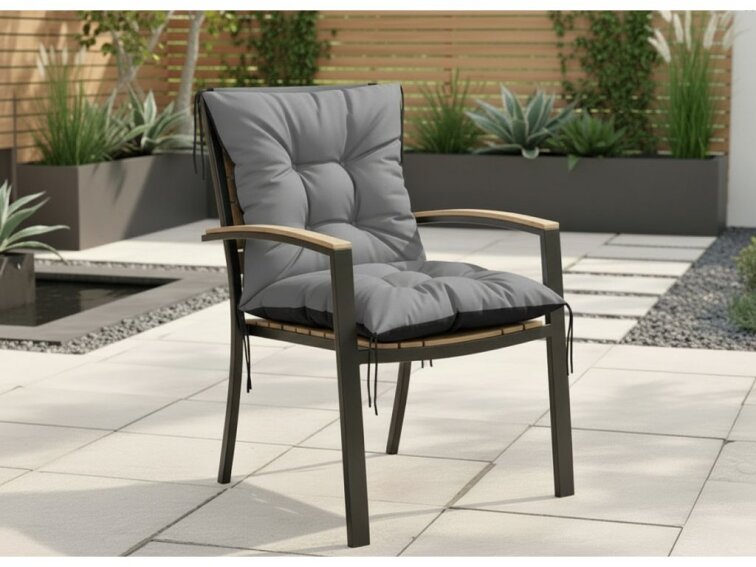 Zahradní prošívaný podsedák na židli s opěrkou OSCAR 50x50x50 cm color 23 šedá Mybesthome