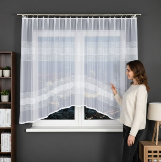 Dekorační oblouková krátká záclona na žabky KLAUDYNA 160 bílá 300x160 cm MyBestHome