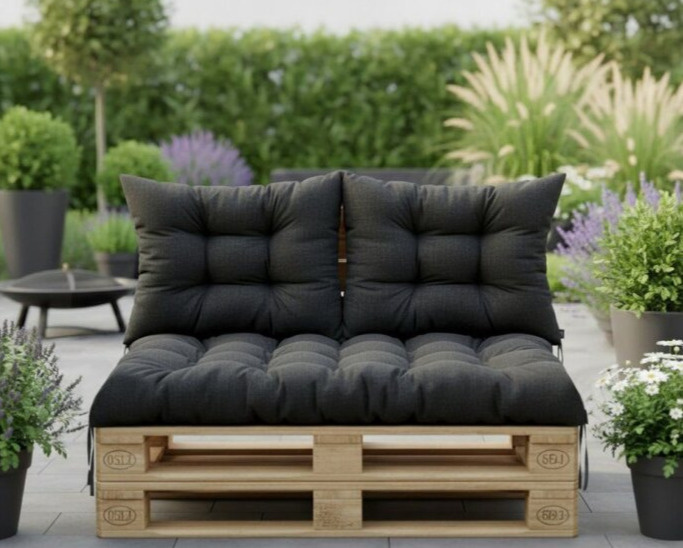 Paletová prošívaná opěrka ANGELO 60x40 cm, color 01 černá MyBestHome