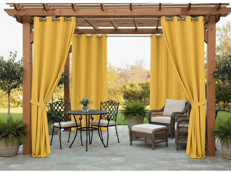 Venkovní zahradní závěs s kroužky MONTANA color 40 mustard/hořčicová, různé rozměry MyBestHome