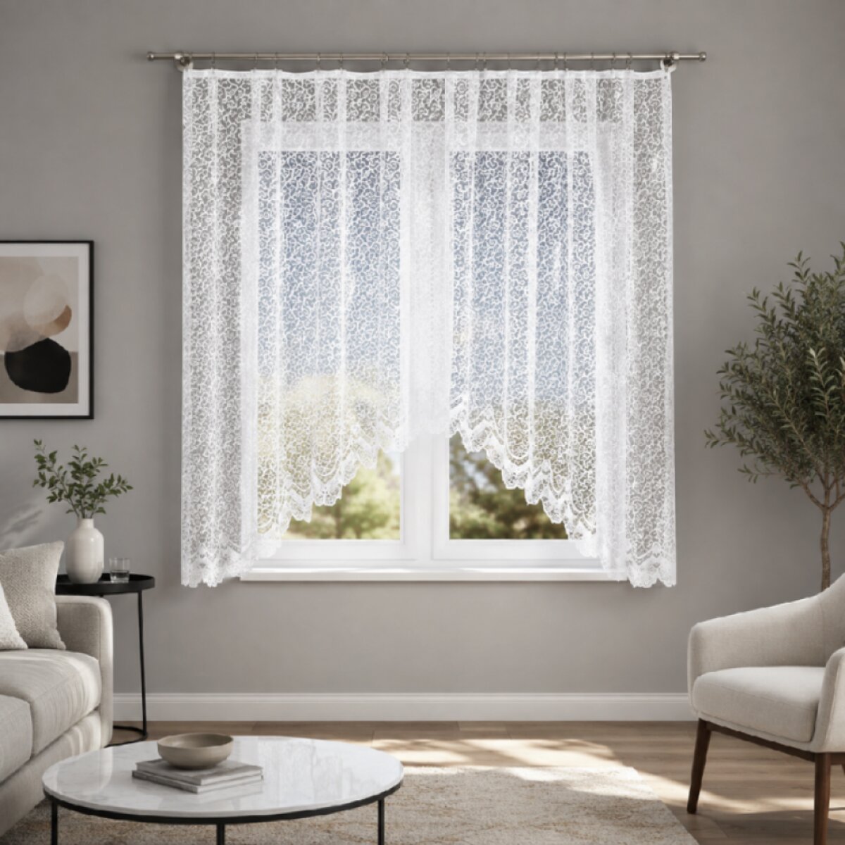 Dekorační oblouková krátká záclona na žabky BOGUMILA 160 bílá 300x160 cm MyBestHome