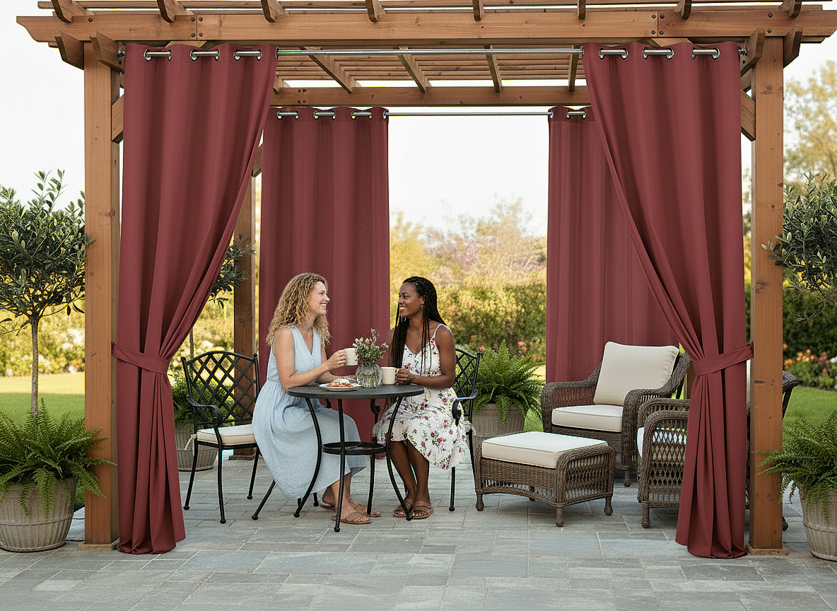 Venkovní zahradní závěs s kroužky MONTANA color 12 vínová, různé rozměry MyBestHome