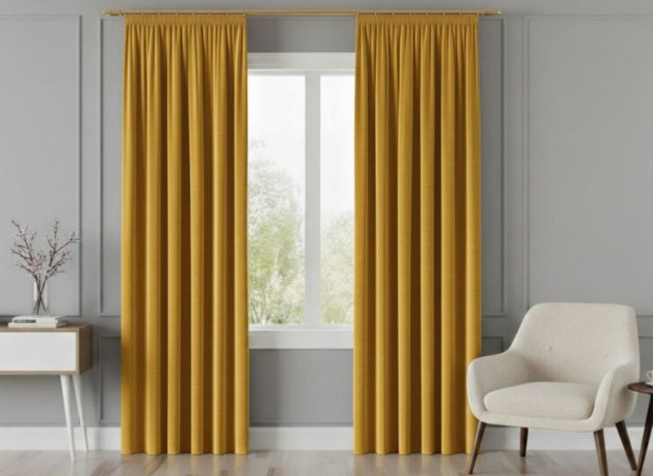 Dekorační závěs s řasící páskou VALMONT 140 cm x 250 nebo 260 cm color 019 šafránová (cena za 1 kus) MyBestHome