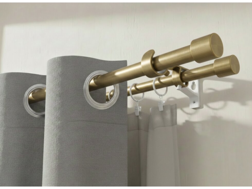 Kovová teleskopická garnýž VINCENZO DUO mosazný antik 200-350 cm Ø 16/19 mm dvouřadá Mybesthome