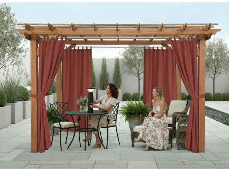 Venkovní zahradní závěs s poutky SANTIAGO color 12 vínová, různé rozměry MyBestHome