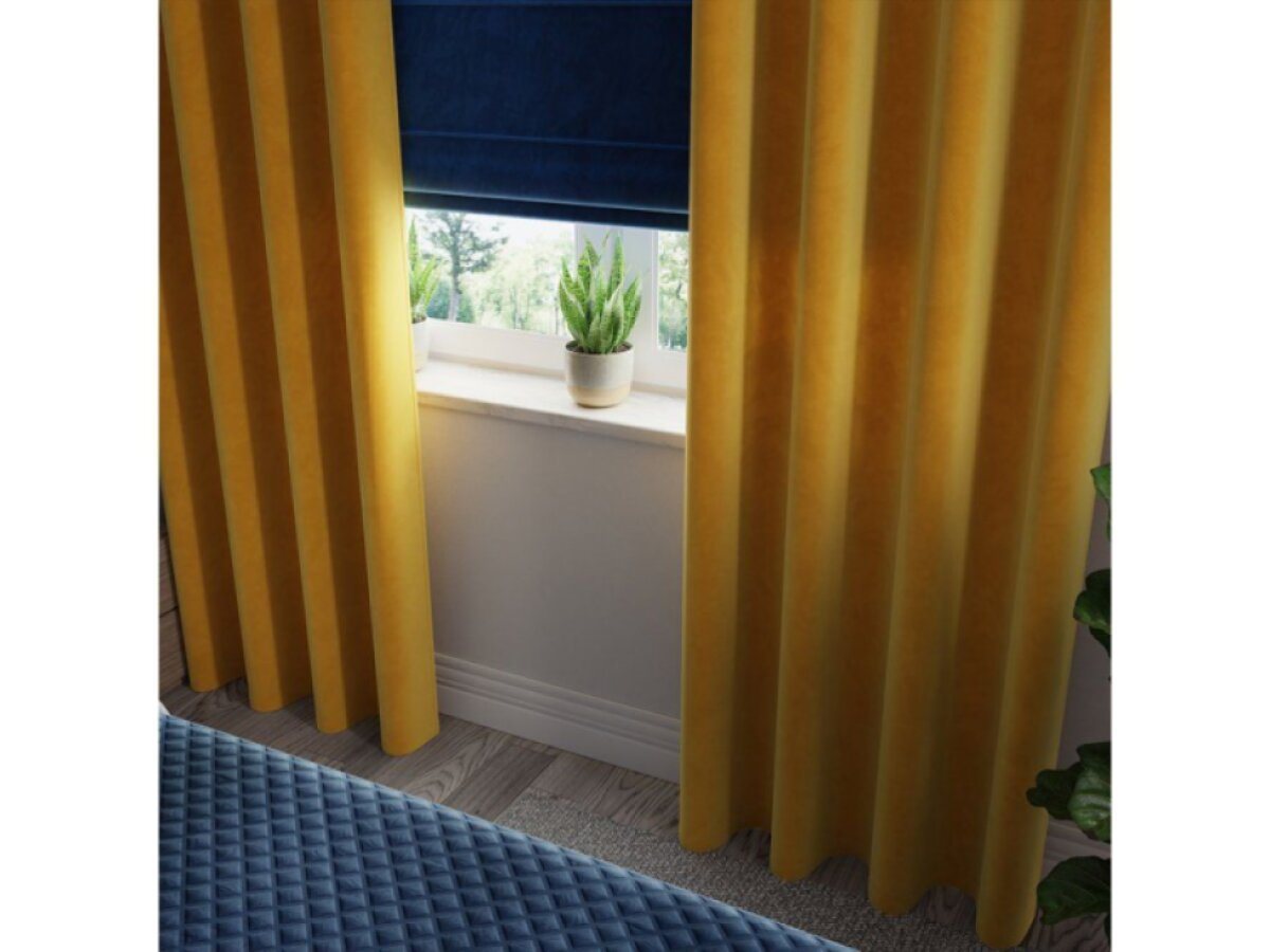Dekorační velvet závěs s kroužky VALENTINO 019 mustard/hořčicová 140x250 cm (cena za 1 kus) MyBestHome