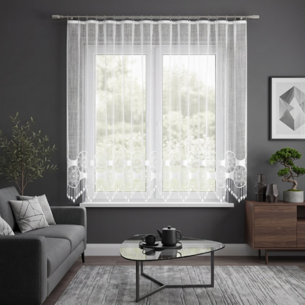 Dekorační žakárová záclona s řasící páskou NARCIS 130 bílá 300x130 cm MyBestHome