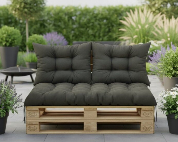 Paletová prošívaná opěrka ANGELO 60x40 cm, barva 02A antracit, MyBestHome