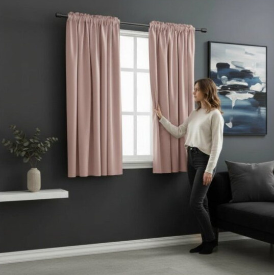 Dekorační krátký závěs s řasící páskou zatemňující BLACKOUT 13 PREMIUM 135x160 cm růžová (cena za 1 kus) MyBestHome