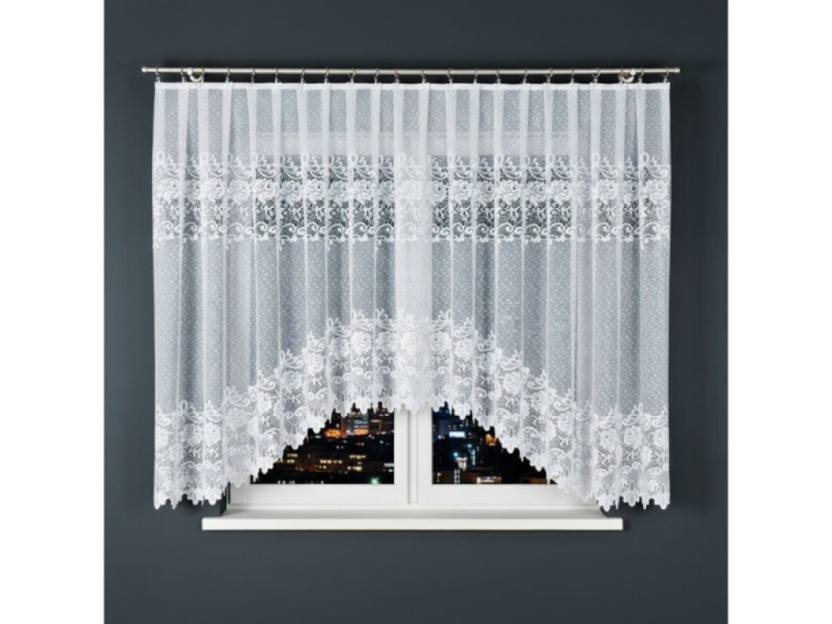 Dekorační krátká vzorovaná záclona na žabky DEMETRIA 160 bílá 500x160 cm MyBestHome