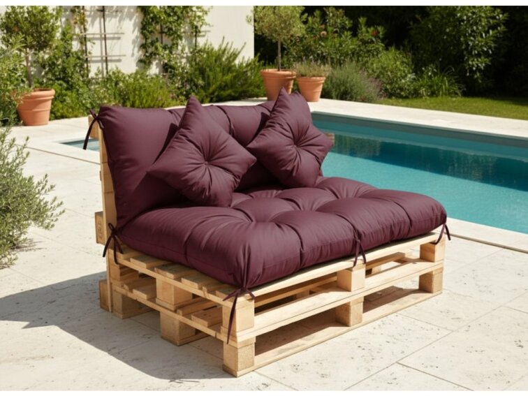 Polstr CARLOS color 15 švestková, sedák 120x80 cm, opěrka 120x40 cm, paletové prošívané sezení Mybesthome