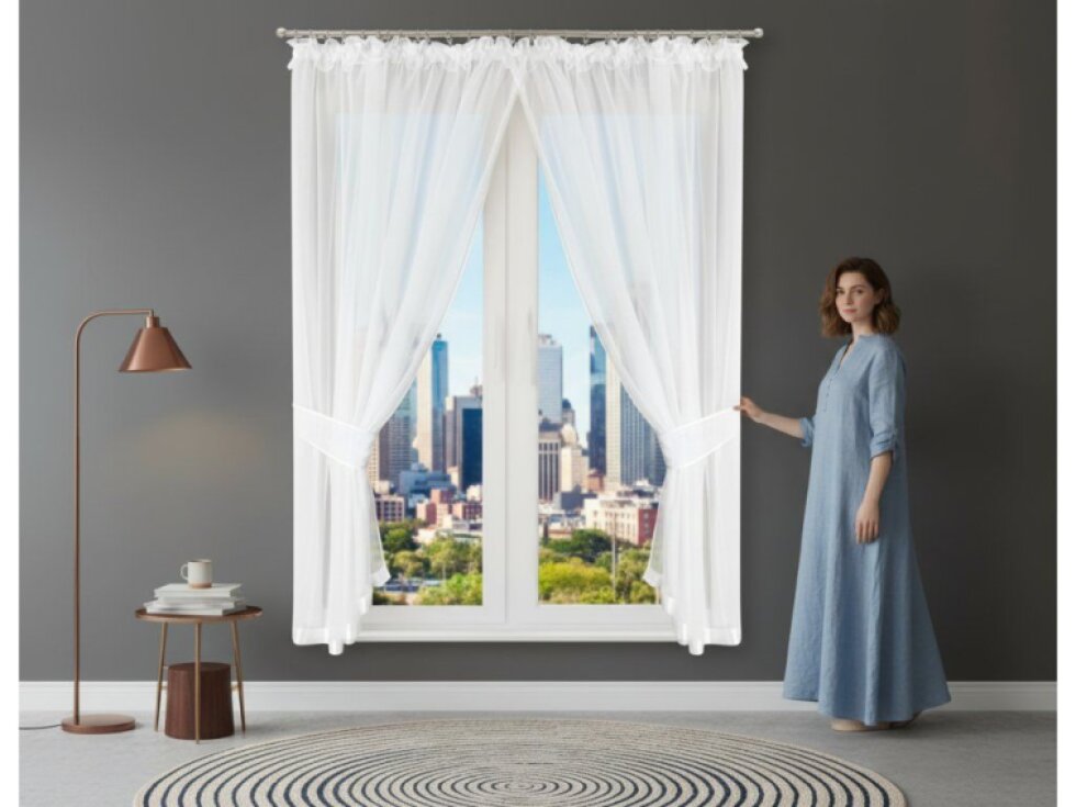 Dekorační voálová dlouhá záclona s řasící páskou SANDRA bílá 400x250 cm MyBestHome