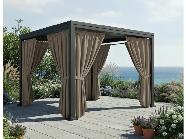 Venkovní zahradní závěs s tunýlkem BOGOTA tmavě béžová 04 různé rozměry MyBestHome