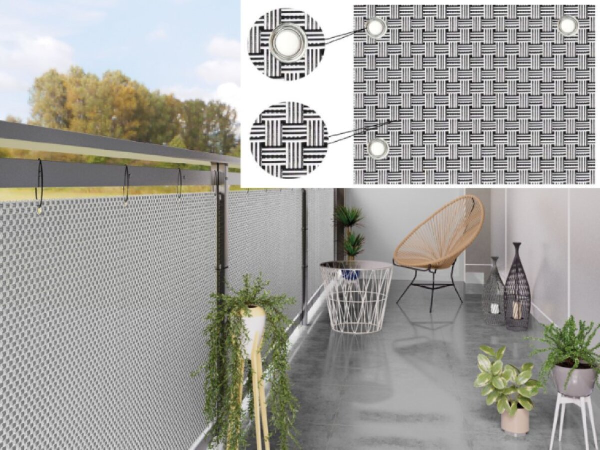 Balkonová ratanová zástěna s očky PORI výška 90 cm, 100 cm - cena za 1 běžný metr černá/bílá MyBestHome