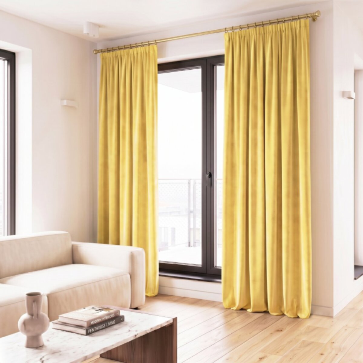 Dekorační závěs s řasící páskou VALMONT 140 cm x 250 nebo 260 cm color 009 žlutá (cena za 1 kus) MyBestHome