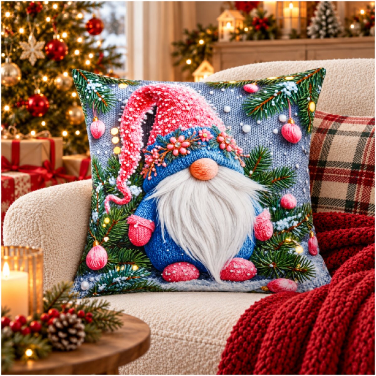 Vánoční povlak na polštář XMAS GNOM II. 40x40 cm