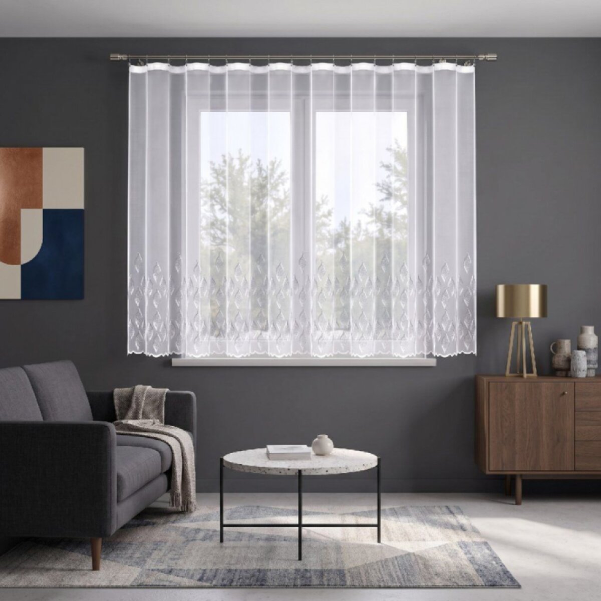Dekorační žakárová záclona s řasící páskou ROSALIE 160 bílá 300x160 cm MyBestHome