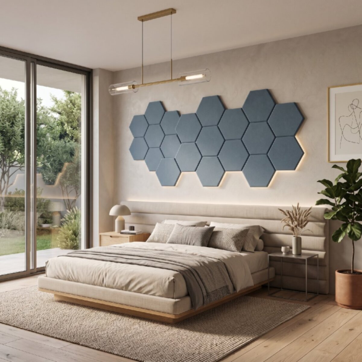 Čalouněný nástěnný panel HEXAGON více rozměrů tyrkysová MyBestHome