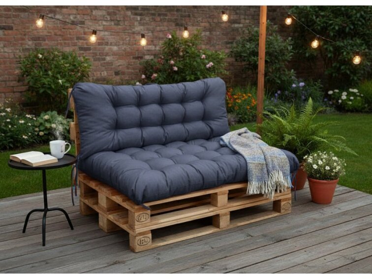 Paletové prošívané sezení PIETRO SET - sedák 120x80 cm, opěrka 120x40 cm, color 04 modrá, Mybesthome