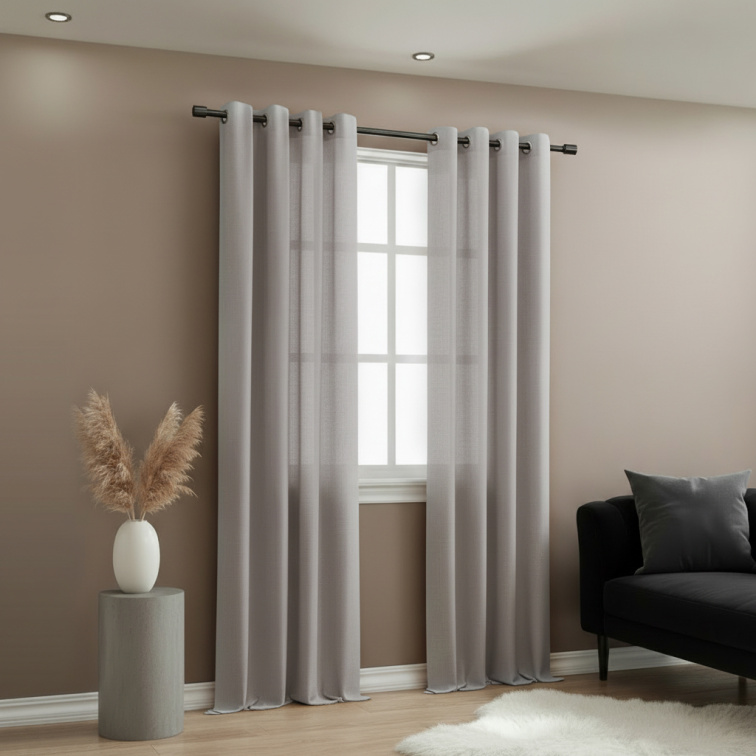Dekorační dlouhý jednobarevný závěs s kroužky EASY TOP světle šedá 1x140x250 cm (cena za 1 kus) MyBestHome