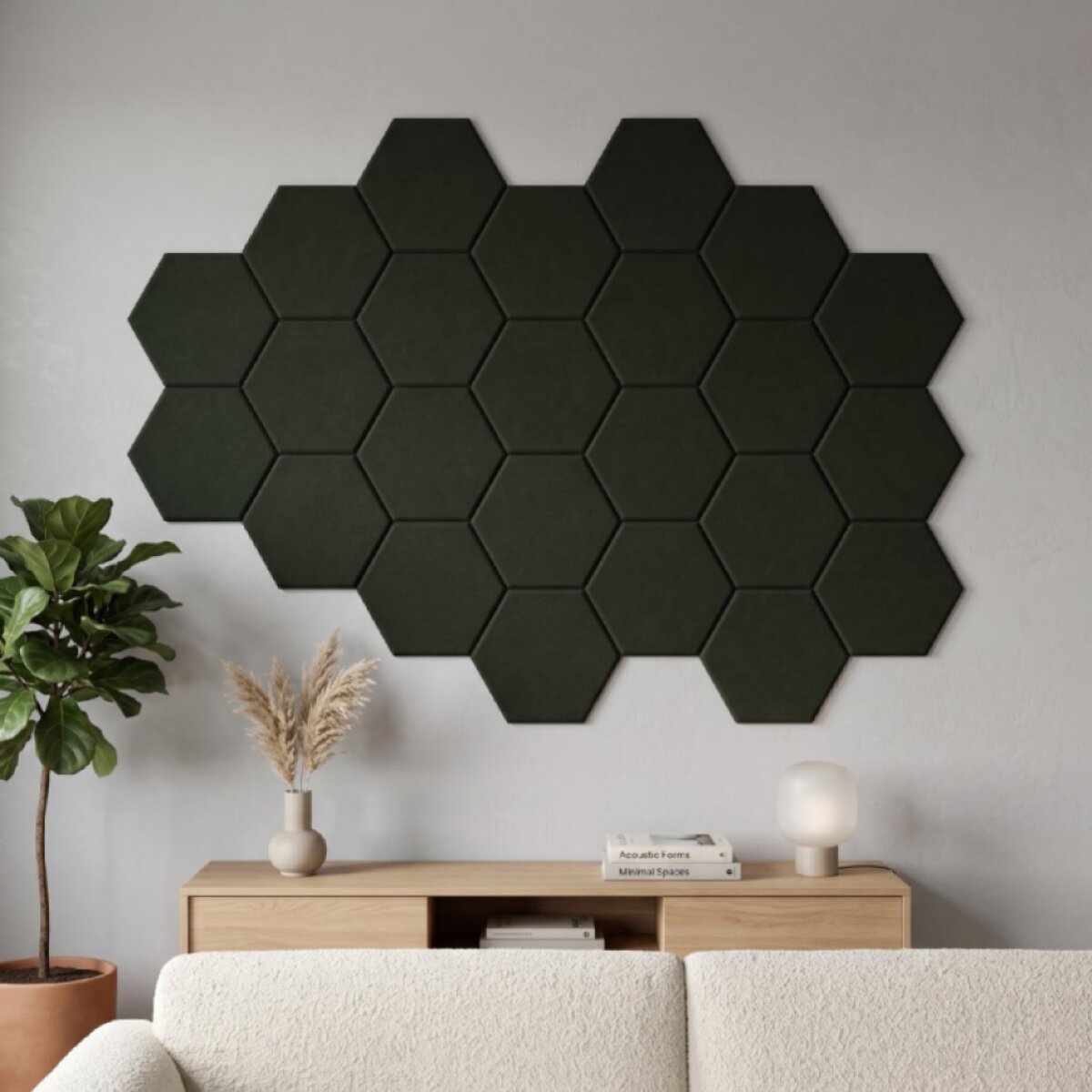 Čalouněný nástěnný panel HEXAGON více rozměrů khaki MyBestHome